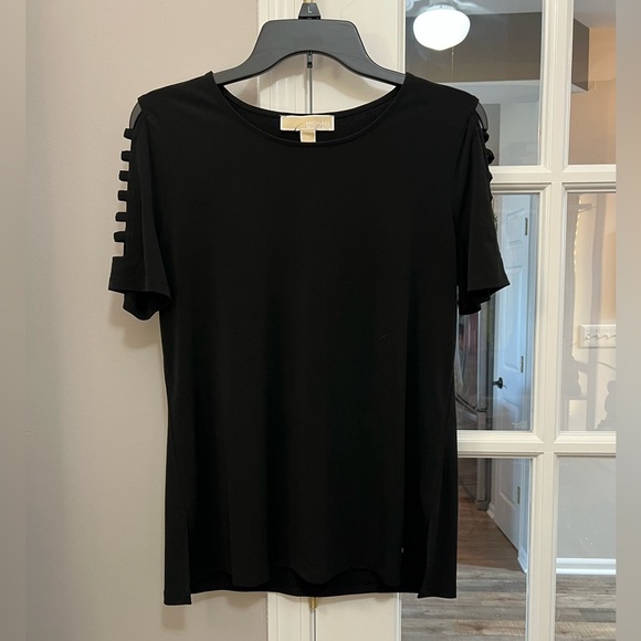 Michael Kors Tops - Michael Kors Black Short Sleeve Top with Cut-Out Details size M EUC